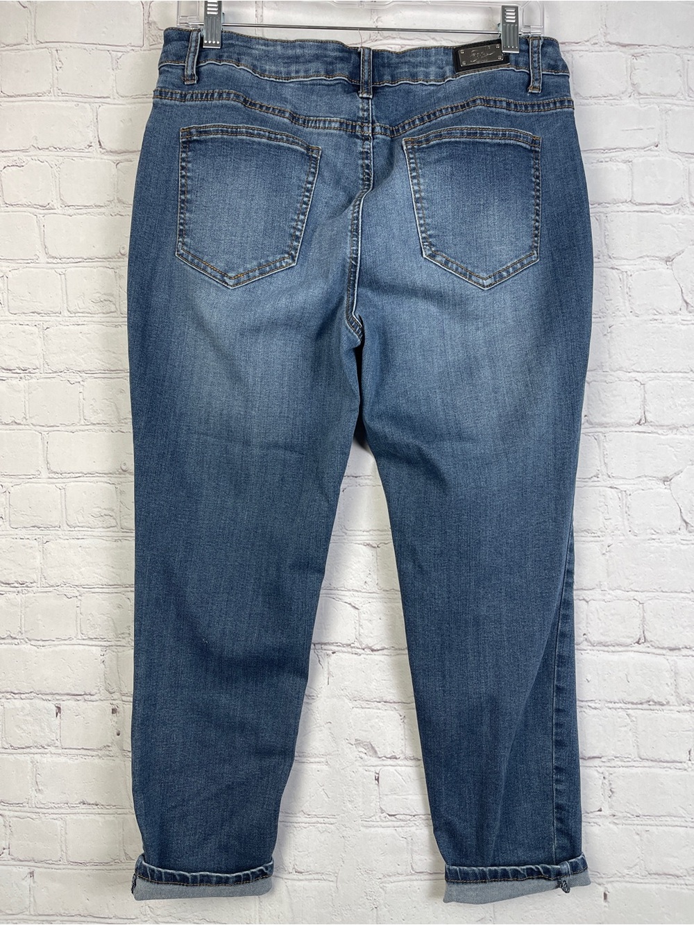 EARL unique blue skinny ankle jeans with floral embroidery, size 12P - Picture 5 of 12
